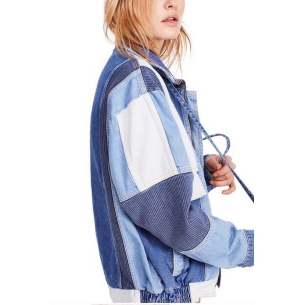 SOLD Free people Panel Denim Bomber Jacket - Picture 7 of 9